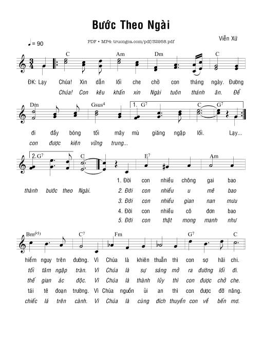 Sheet nhạc PDF bài Bước Theo Ngài