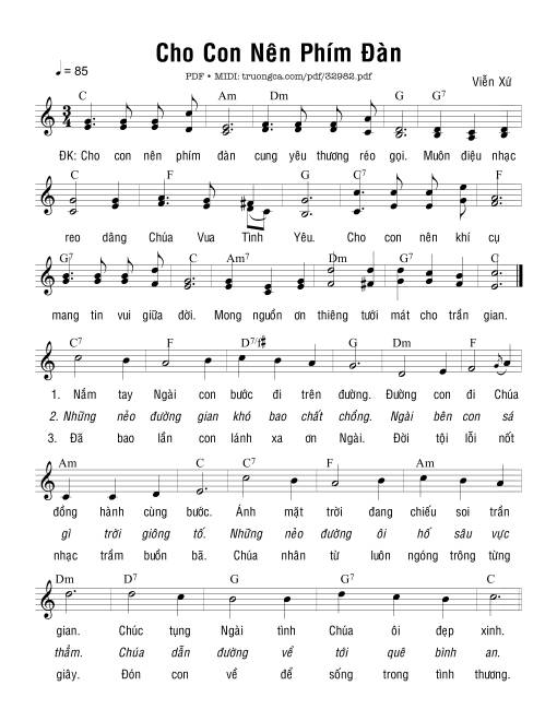 Sheet nhạc PDF bài Cho Con Nên Phím Đàn