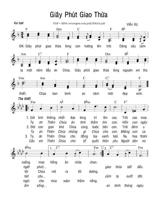 Sheet nhạc PDF bài Giây Phút Giao Thừa