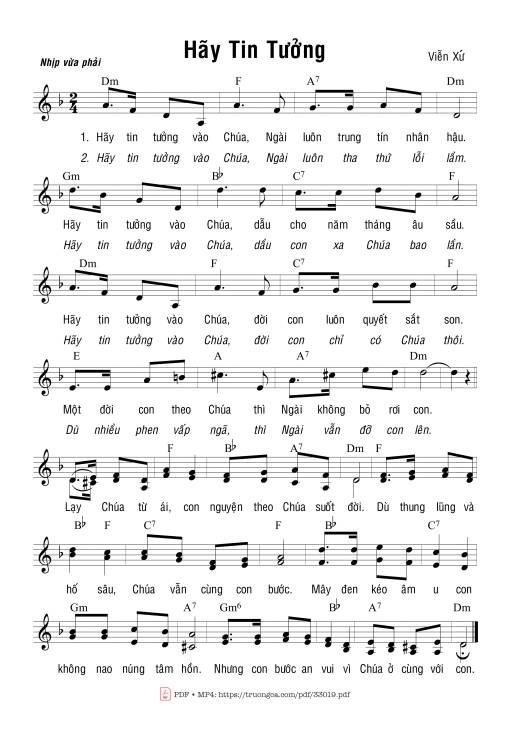 Sheet nhạc PDF bài Hãy Tin Tưởng