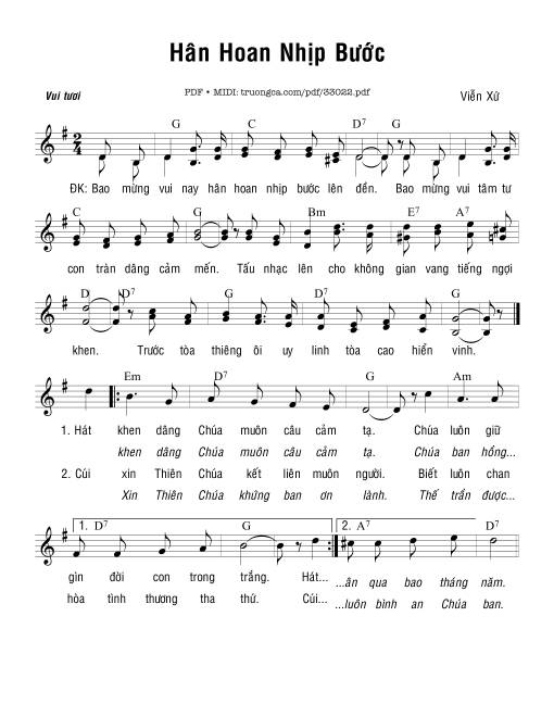 Sheet nhạc PDF bài Hân Hoan Nhịp Bước