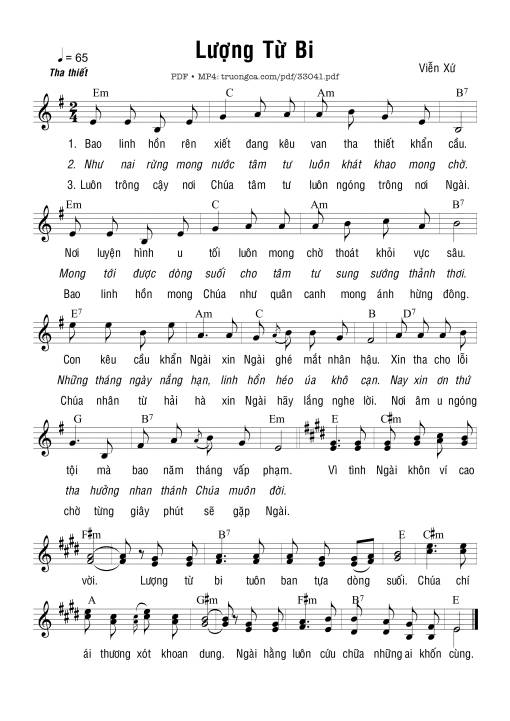 Sheet nhạc PDF bài Lượng Từ Bi