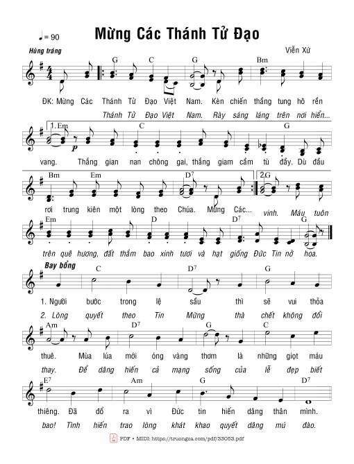 Mừng Các Thánh Tử Đạo