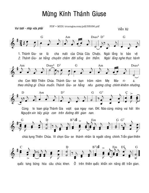 Sheet nhạc PDF bài Mừng Kính Thánh Giuse