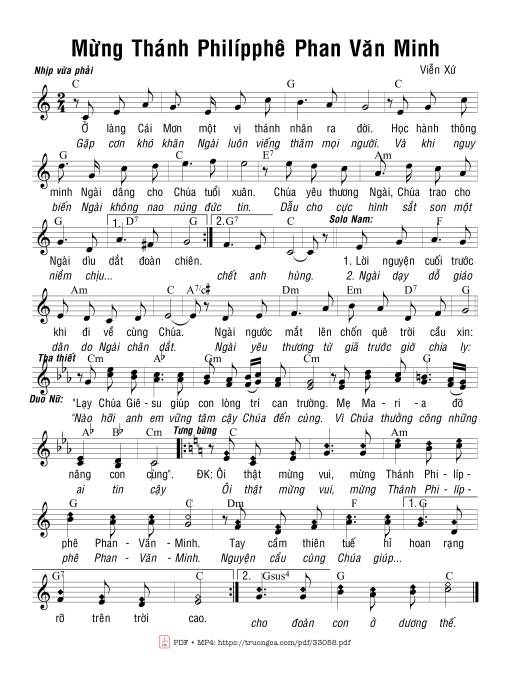 Sheet nhạc PDF bài Mừng Thánh Philípphê Phan Văn Minh