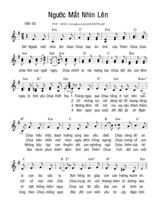 Sheet nhạc PDF bài Ngước Mắt Nhìn Lên