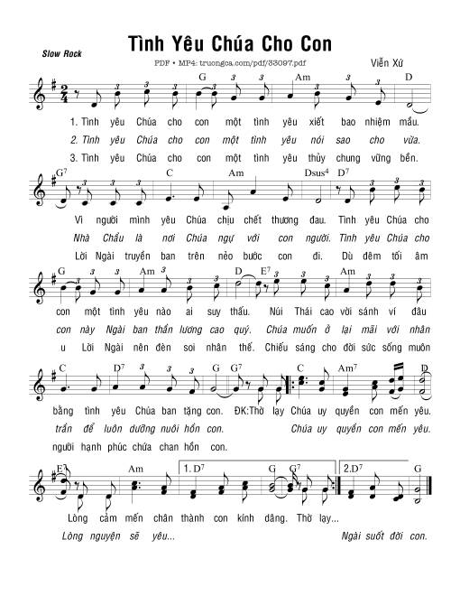 Sheet nhạc PDF bài Tình Yêu Chúa Cho Con