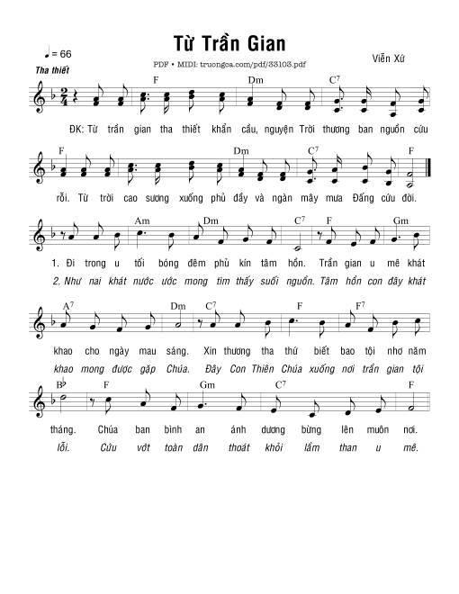 Sheet nhạc PDF bài Từ Trần Gian