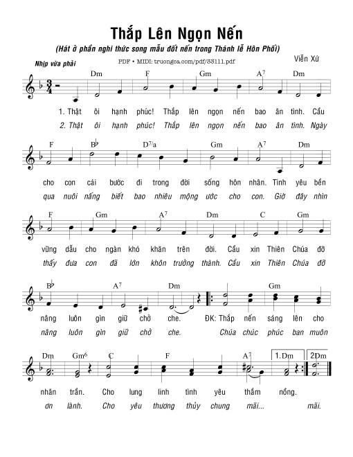 Sheet nhạc PDF bài Thắp Lên Ngọn Nến