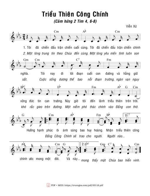 Sheet nhạc PDF bài Triều Thiên Công Chính