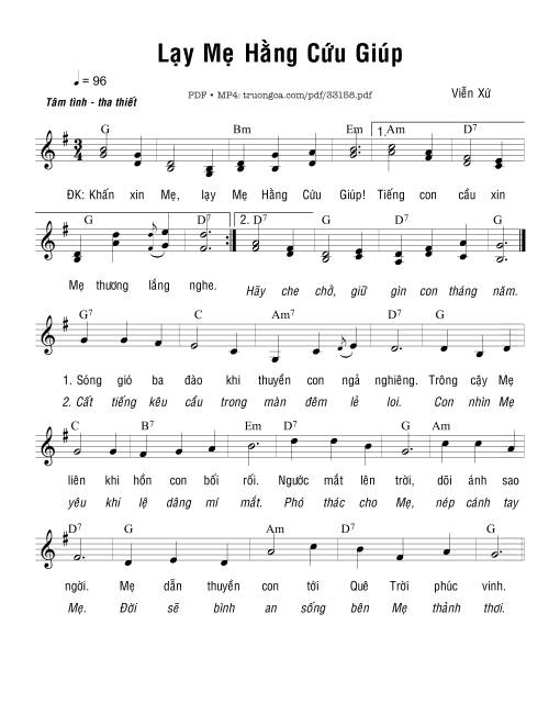 Sheet nhạc PDF bài Lạy Mẹ Hằng Cứu Giúp