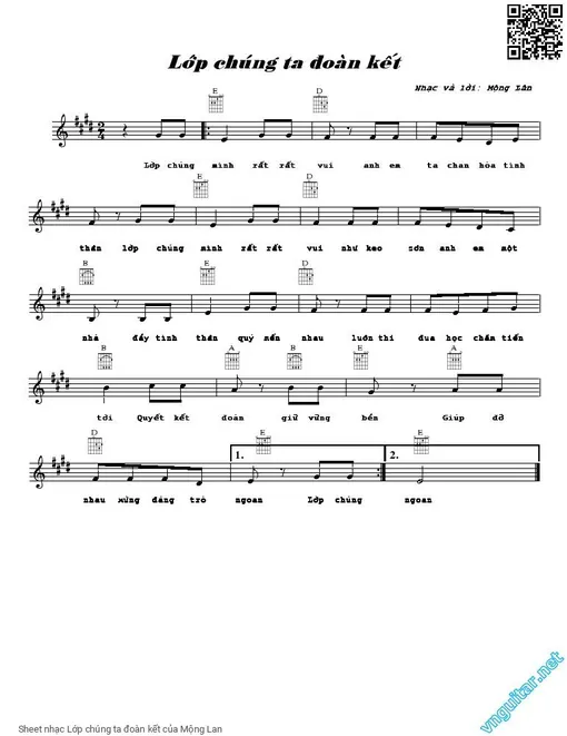 Sheet nhạc PDF bài Lớp chúng ta đoàn kết