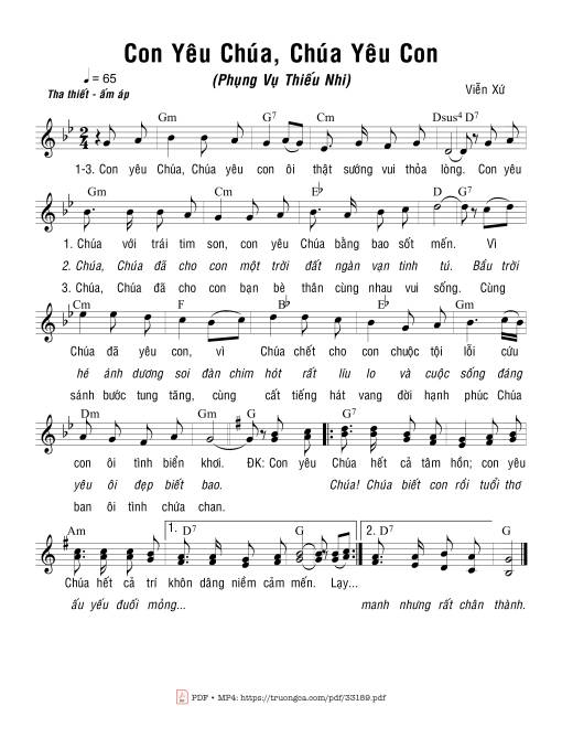 Sheet nhạc PDF bài Con Yêu Chúa, Chúa Yêu Con