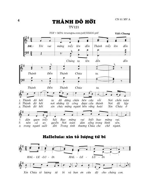 Sheet nhạc PDF bài Thánh Vịnh 121, Thành Đô Hỡi
