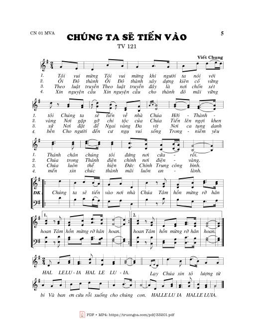 Sheet nhạc PDF bài Thánh Vịnh 121, Chúng Ta Sẽ Tiến Vào