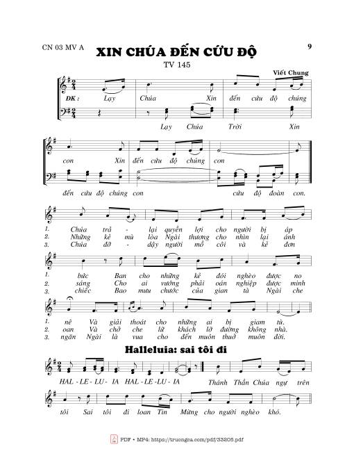 Sheet nhạc PDF bài Thánh Vịnh 145, Xin Chúa Đến Cứu Độ