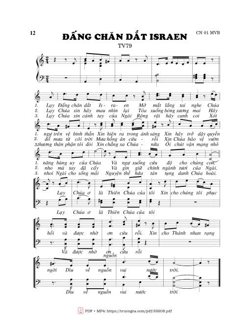 Sheet nhạc PDF bài Thánh Vịnh 79, Đấng Chăn Dắt Israel