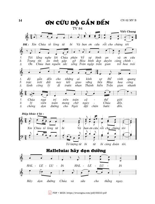 Sheet nhạc PDF bài Thánh Vịnh 84, Ơn Cứu Độ Gần Đến