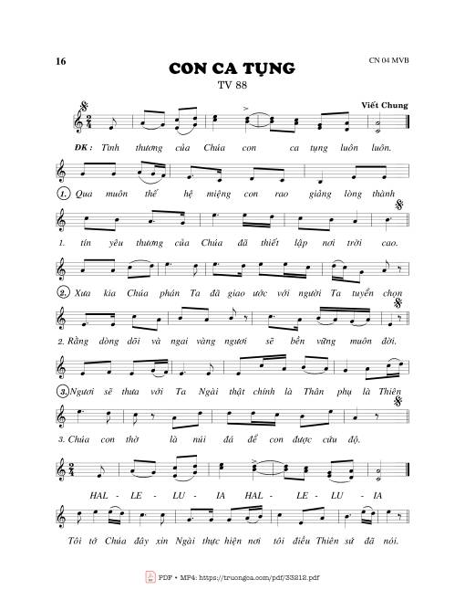 Sheet nhạc PDF bài Thánh Vịnh 88, Con Ca Tụng