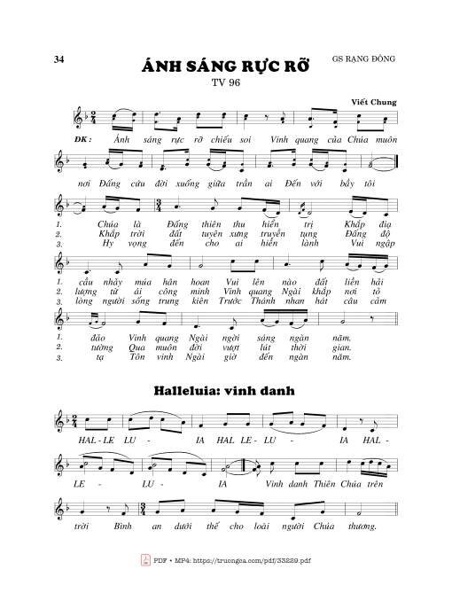 Sheet nhạc PDF bài Thánh Vịnh 96, Ánh Sáng Rực Rỡ
