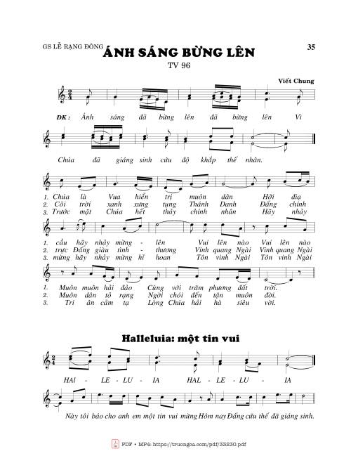Sheet nhạc PDF bài Thánh Vịnh 96, Ánh Sáng Bừng Lên