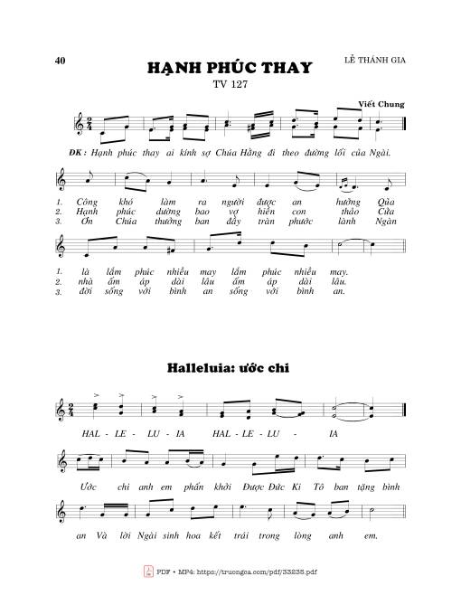 Sheet nhạc PDF bài Thánh Vịnh 127, Hạnh Phúc Thay
