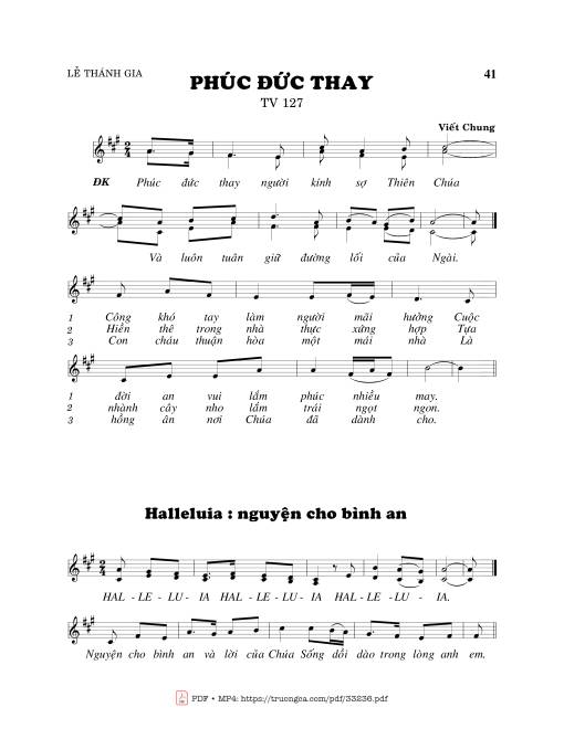 Sheet nhạc PDF bài Thánh Vịnh 127, Phúc Đức Thay