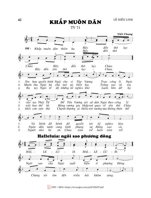 Sheet nhạc PDF bài Thánh Vịnh 71, Khắp Muôn Dân 1