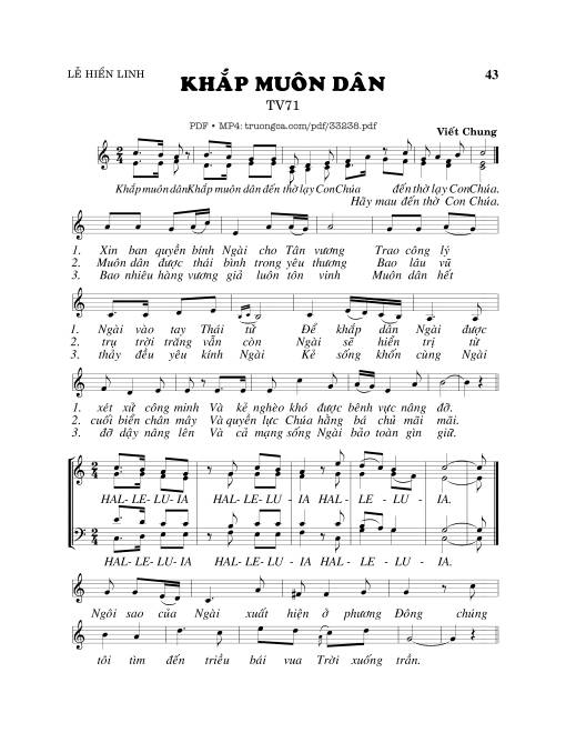 Sheet nhạc PDF bài Thánh Vịnh 71, Khắp Muôn Dân 2