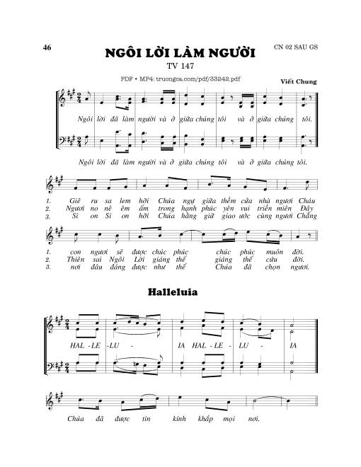 Sheet nhạc PDF bài Thánh Vịnh 147, Ngôi Lời Đã Làm Người