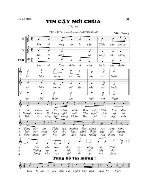 Thánh Vịnh 32, Tin Cậy Nơi Chúa