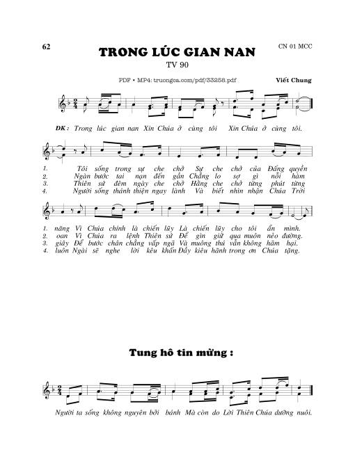 Sheet nhạc PDF bài Thánh Vịnh 90, Trong Lúc Gian Nan