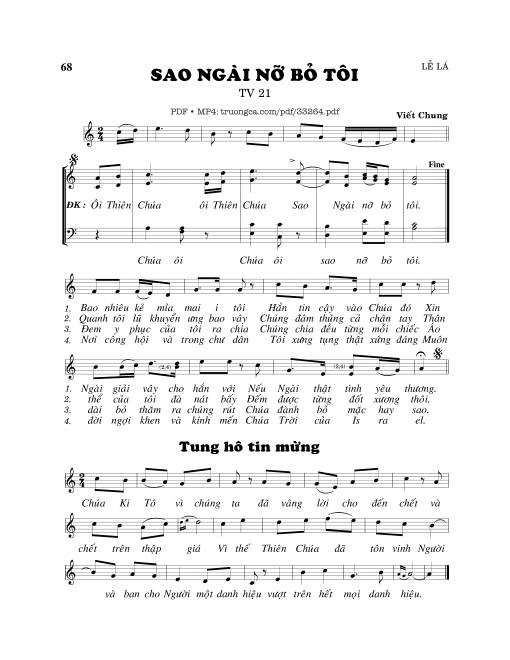 Sheet nhạc PDF bài Thánh Vịnh 21, Sao Ngài Nỡ Bỏ Tôi