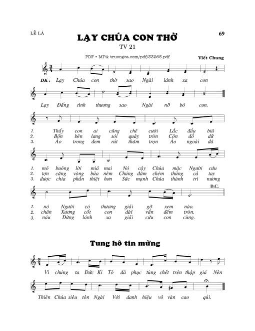 Sheet nhạc PDF bài Thánh Vịnh 21, Lạy Chúa Con Thờ