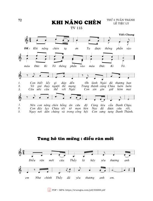 Thánh Vịnh 115, Khi Nâng Chén 1