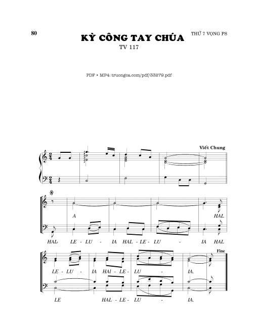 Sheet nhạc PDF bài Thánh Vịnh 117, Kỳ Công Tay Chúa