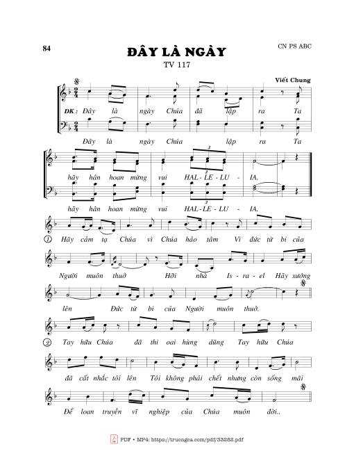 Sheet nhạc PDF bài Thánh Vịnh 117, Đây Là Ngày 1