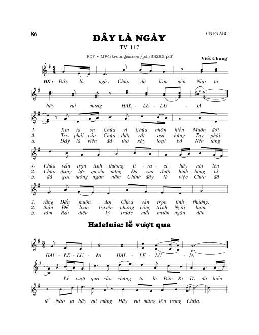 Sheet nhạc PDF bài Thánh Vịnh 117, Đây Là Ngày 2