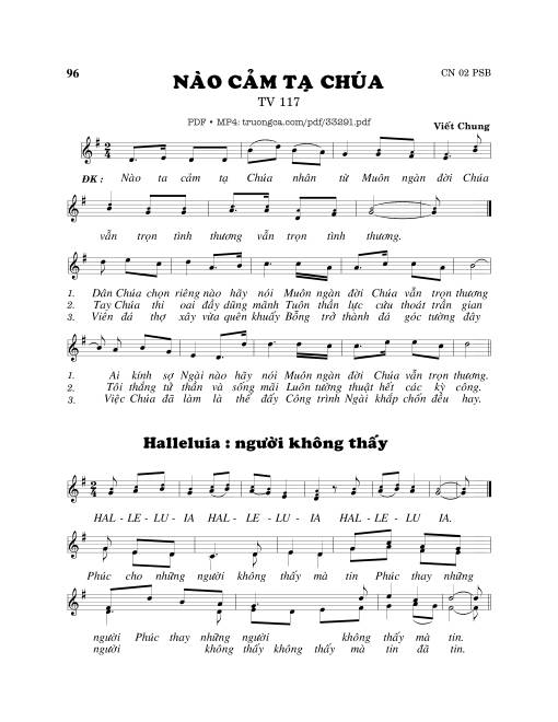 Sheet nhạc PDF bài Thánh Vịnh 117, Nào Cảm Tạ Chúa