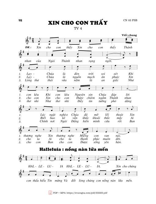Sheet nhạc PDF bài Thánh Vịnh 4, Xin Cho Con Thấy