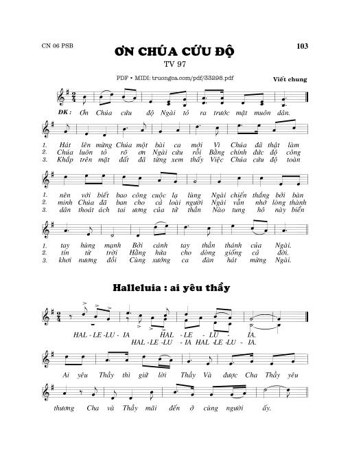 Sheet nhạc PDF bài Thánh Vịnh 97, Ơn Chúa Cứu Độ