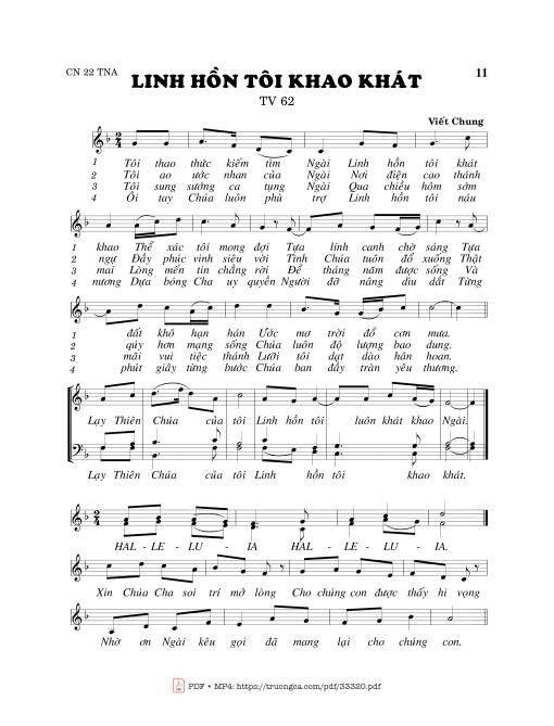 Sheet nhạc PDF bài Thánh Vịnh 62, Linh Hồn Tôi Khao Khát