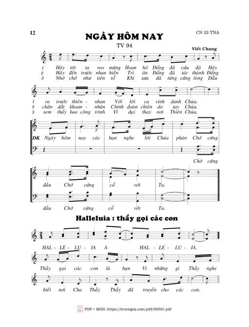 Sheet nhạc PDF bài Thánh Vịnh 94, Ngày Hôm Nay
