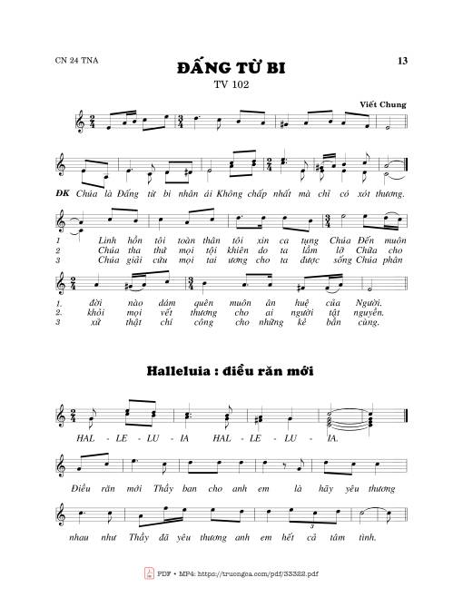 Sheet nhạc PDF bài Thánh Vịnh 102, Đấng Từ Bi