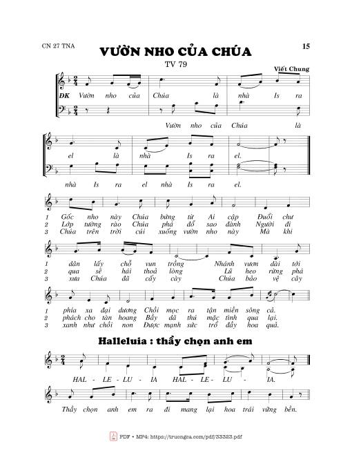 Sheet nhạc PDF bài Thánh Vịnh 79, Vườn Nho Của Chúa