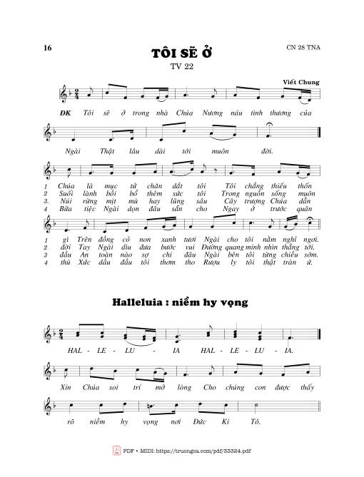 Sheet nhạc PDF bài Thánh Vịnh 22, Tôi Sẽ Ở