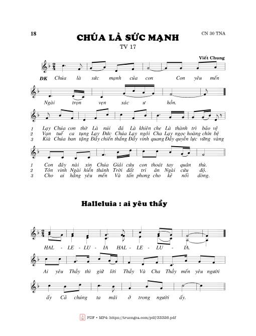Sheet nhạc PDF bài Thánh Vịnh 17, Chúa Là Sức Mạnh