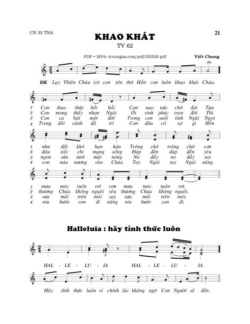 Sheet nhạc PDF bài Thánh Vịnh 62, Khao Khát
