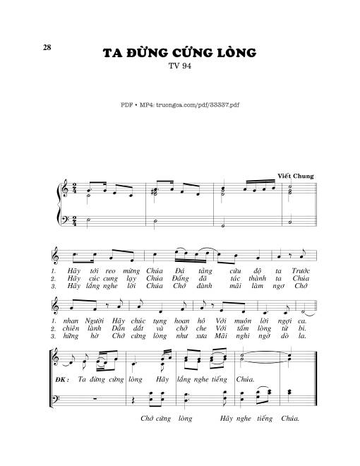 Thánh Vịnh 94, Ta Đừng Cứng Lòng