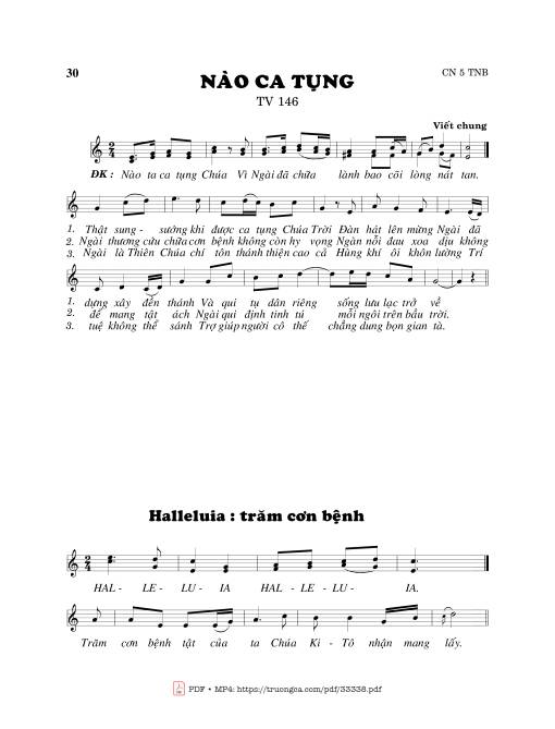 Sheet nhạc PDF bài Thánh Vịnh 146, Nào Ca Tụng
